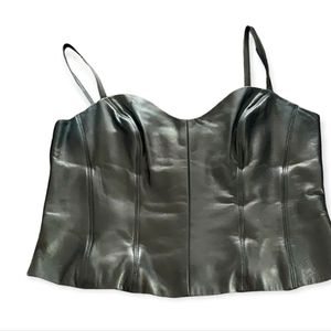 Vintage Danier Leather Bustier Top Genuine Leather Tank Top Zipped Back Size 14